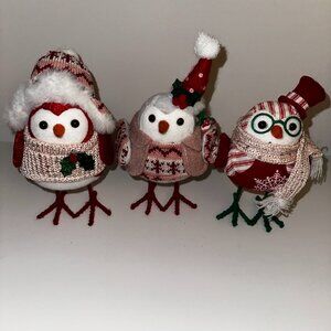 set of 3 WALMART "HOLIDAY TIME" FABRIC BIRDS 8" Christmas 2024
